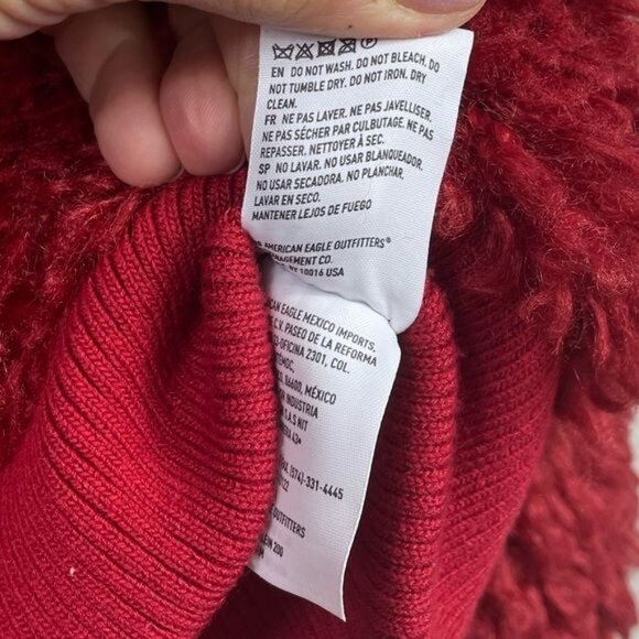 American Eagle Fuzzy Sherpa Jacket Rust Orange New Soft Warm Outerwear Size XS - Picture 7 of 8